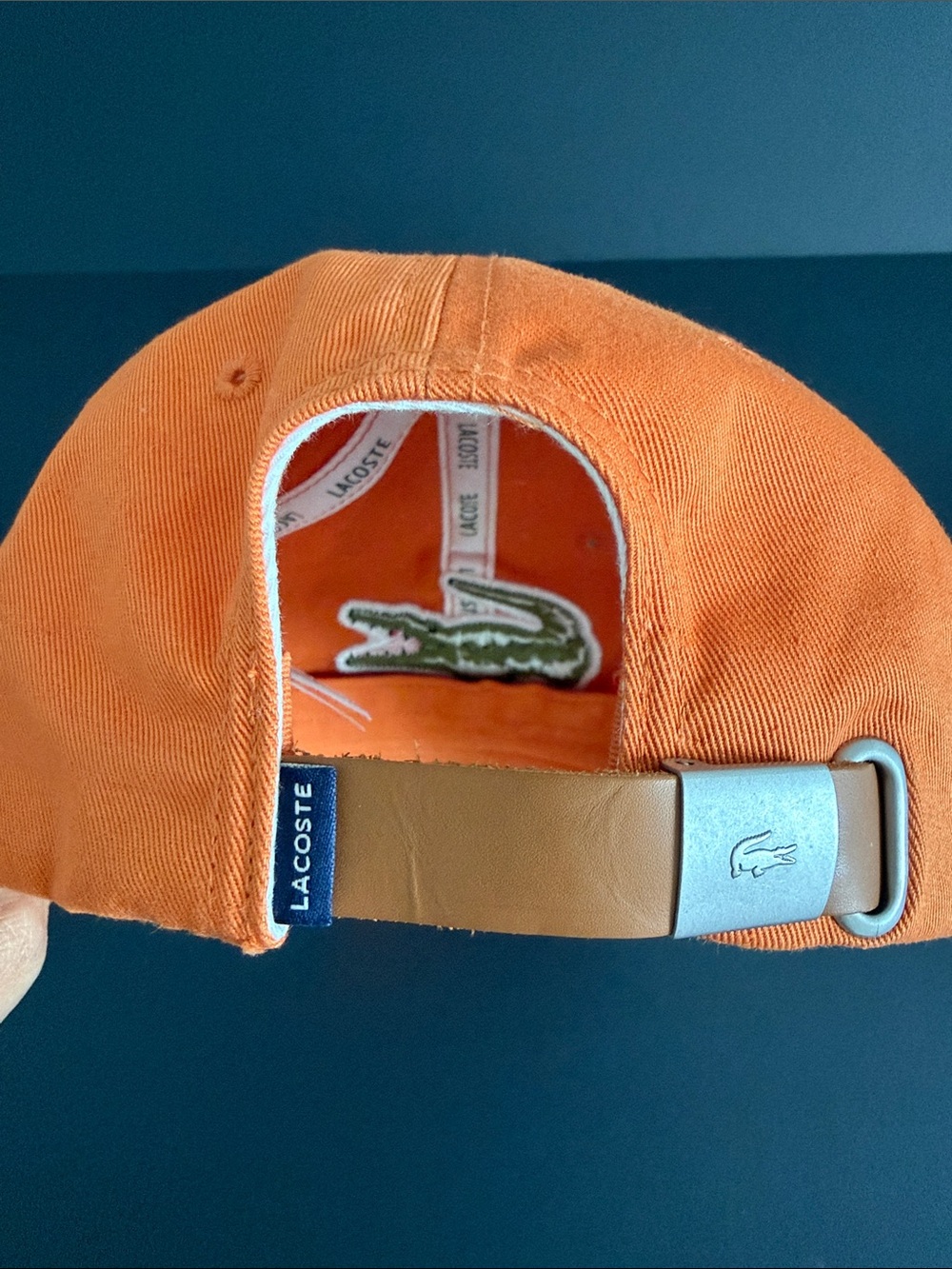 Lacoste Orange Cap with Green Crocodile Patch - Picture 3 of 3